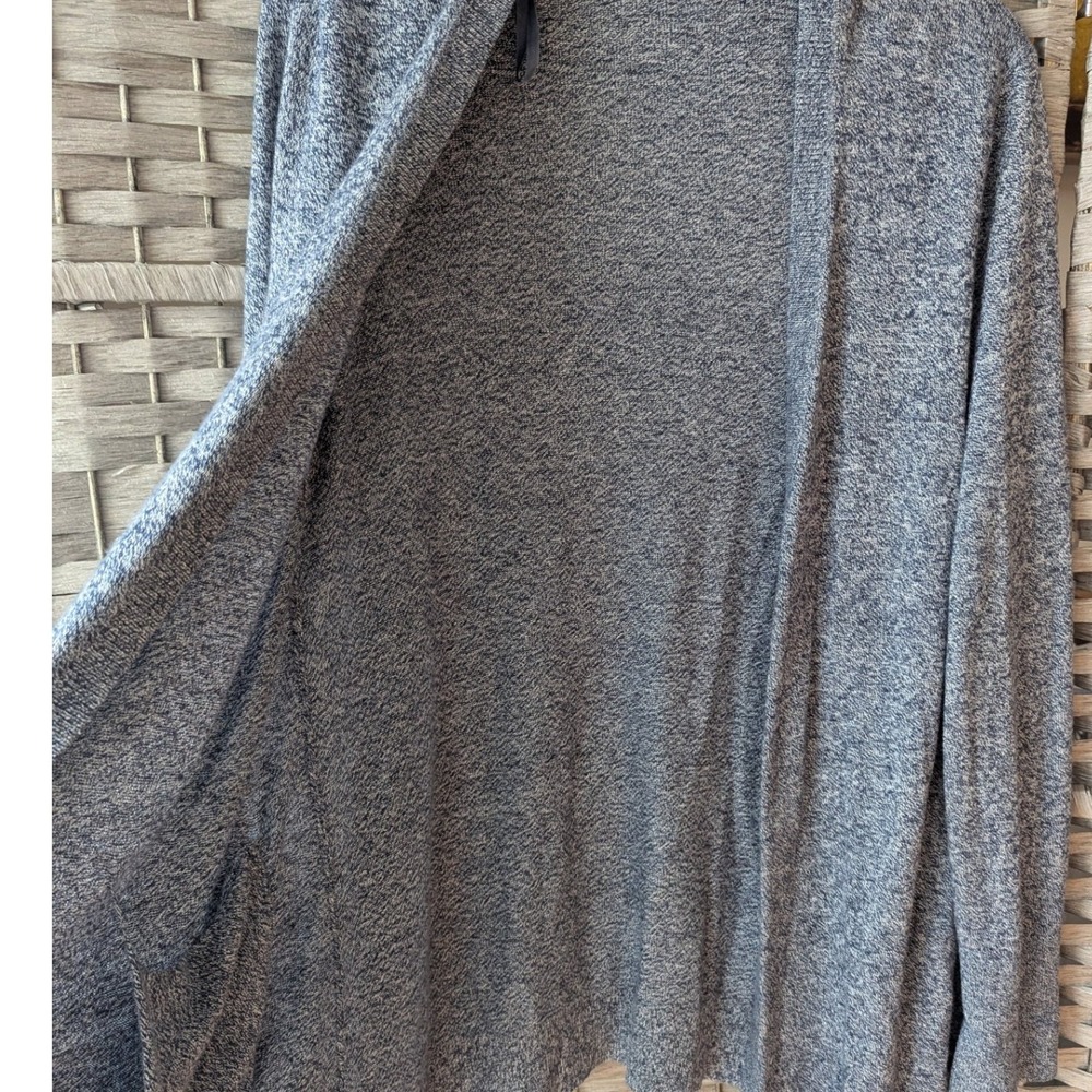 Talbots Blue Marled Cotton Cashmere Open Front Cardigan Longline Textured Knit - Picture 3 of 8